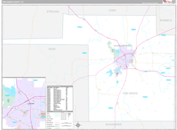 Tom Green County, TX Wall Map Premium Style 2024